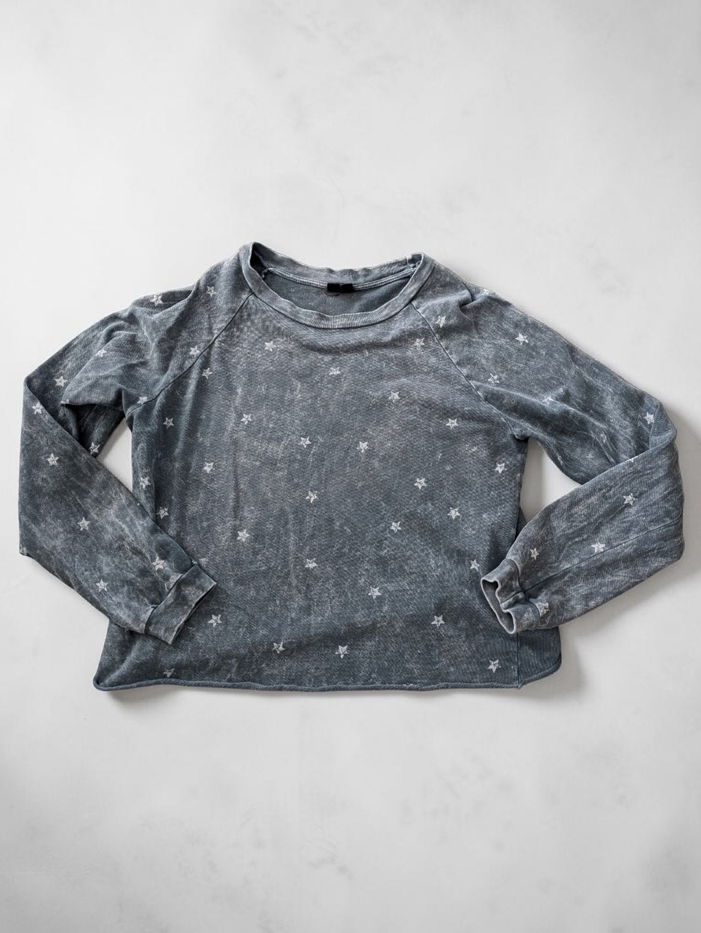 Blank Paige Soft Gray With White Stars Long Sleeve Shirt